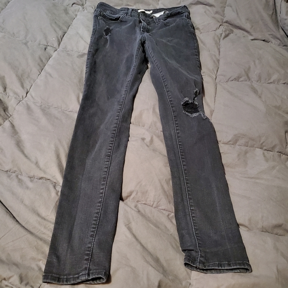 Levi's 711 Skinny Distressed Light Black Jeans